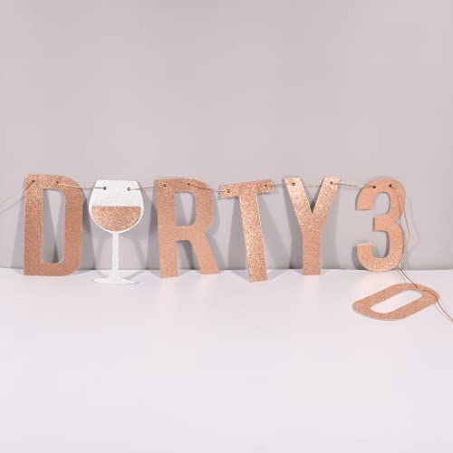 Dirty 30 Birthday Decorations for Her - Rose Gold Glitter Dirty 30 Banner - 30th Birthday Decorations for Her - 30 Birthday Decorations for Women - Happy 30th Birthday Party Supplies (Pre-strung)