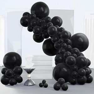 partywoo black balloons, 140 pcs black balloons different sizes pack of 18 inch 12 inch 10 inch 5 inch for balloon garland as birthday decorations, wedding decorations, baby shower decorations