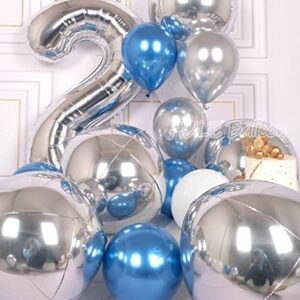 AULE Silver Orbz Balloon Decorations - Pack of 6, Jumbo 22 Inch 4D Metallic Silver Balloons, Large Foil Sphere Balloons, Big Round Mylar Balloons