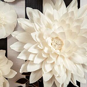 Letjolt White Paper Flowers Handcrafted Dahlia Spring Party Birthday Party Modern Wedding Backdrop Wall Decor Baby Shower Bridal Shower (White 8Pcs)
