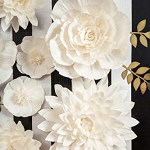 Letjolt White Paper Flowers Handcrafted Dahlia Spring Party Birthday Party Modern Wedding Backdrop Wall Decor Baby Shower Bridal Shower (White 8Pcs)