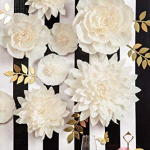 Letjolt White Paper Flowers Handcrafted Dahlia Spring Party Birthday Party Modern Wedding Backdrop Wall Decor Baby Shower Bridal Shower (White 8Pcs)