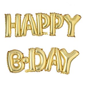 happy bday connection letter foil balloons birthday party decorations kids party decoration balloons air balloons baby shower (happy bday gold)