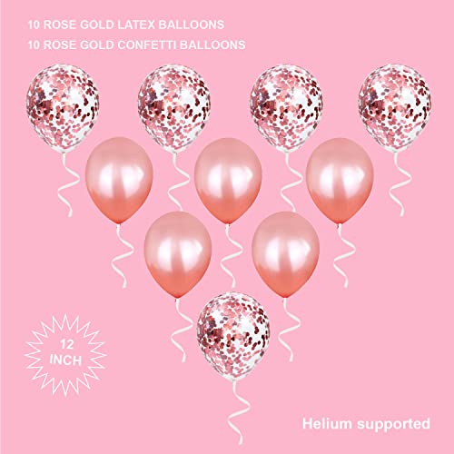 Tihuprly Rose Gold Baby Shark 2nd Birthday Decorations for Girls | Baby Shark TWO TWO TWO Balloons | Cute Latex Balloons | Second Birthday Decorations for Baby Girls