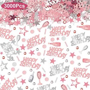 willbond 3000 pieces rose gold happy birthday confetti foil stars confetti sequins party twinkle confetti decoration for birthday wedding baby shower nursery party supplies
