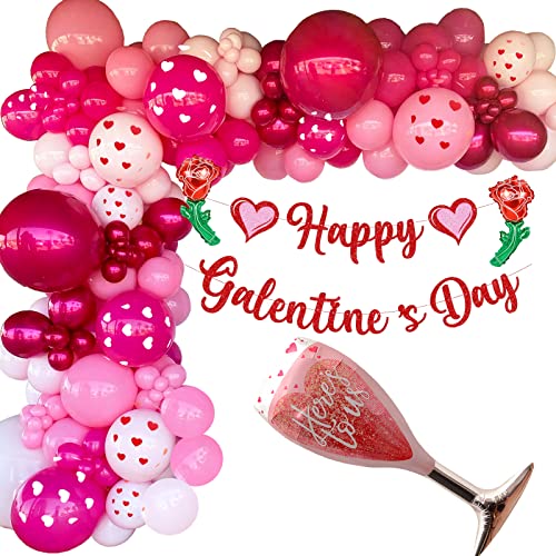 98 PCS Galentines Day Decorations Galentines Day Balloons Arch Garland Galentines Day Banner Valentine's Day Party Friends Supplies