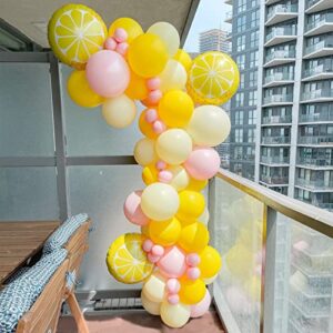 pastel yellow balloon garland kit 127pcs lemon balloon arch for baby shower lemonade party main squeeze bridal shower decorations