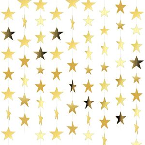 65 feet glitter star paper garland banner hanging decoration gold star garland double side 2022 graduation decorations for wedding birthday festival party decoration