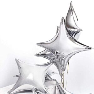 Star Shape Foil Mylar Balloon Silver Quadrangle Balloon - 24" Four Angle Star Balloons for Birthday Party & Wedding Decoration,12pcs