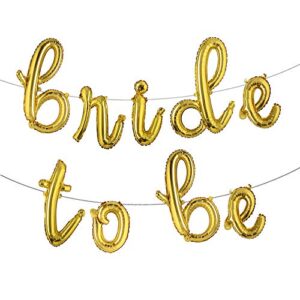 16 inch lowercase bride to be letter foil balloon wedding bridal shower engagement hen party decor bachelorette party supplies (l bride to be gold)