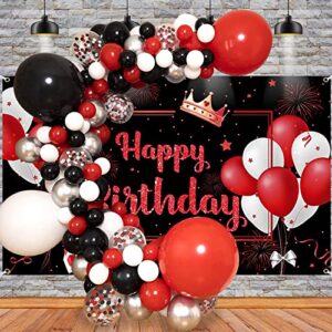 116pcs Red and Black Balloon Garland Kit, 4 Different Sizes 18''+12''+10''+5'' Latex Red and Black Balloons for Kids Birthday, Graduation Christmas Party Balloons