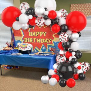 116pcs Red and Black Balloon Garland Kit, 4 Different Sizes 18''+12''+10''+5'' Latex Red and Black Balloons for Kids Birthday, Graduation Christmas Party Balloons