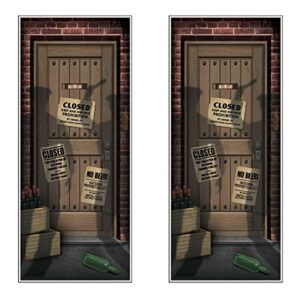 Beistle 2 Piece Plastic Speakeasy Door Covers Roaring 20’s Wall Decorations 1920’s Great Gatsby Theme Party Supplies, 30" x 6'