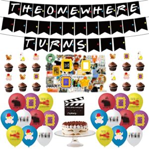 104pcs friend themed birthday party decorations include the one where turn banners latex balloons cake toppers stickers marked pen friend fans party supplies favors backdrop photo pro for kids adults