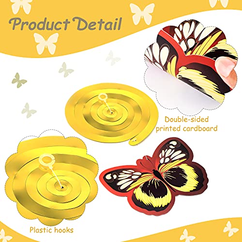 35 Pieces Butterfly Hanging Swirl Decorations and Sun Flowers Hanging Swirl Decorations, Summer Spring Party Hanging Ceiling Wall Decor for Home Baby Shower Birthday Wedding Themed Party Decoration