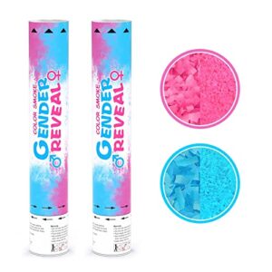 effieler gender reveal confetti powder cannon set of 2 mixed (1 blue 1 pink) 100% biodegradable confetti smoke gender reveal cannon for gender reveal decorations and baby gender reveal party supplies…