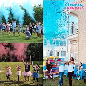 EFFIELER Gender Reveal Confetti Powder Cannon Set of 2 Mixed (1 Blue 1 Pink) 100% Biodegradable Confetti Smoke Gender Reveal Cannon for Gender Reveal Decorations and Baby Gender Reveal Party Supplies…