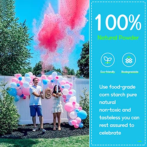 EFFIELER Gender Reveal Confetti Powder Cannon Set of 2 Mixed (1 Blue 1 Pink) 100% Biodegradable Confetti Smoke Gender Reveal Cannon for Gender Reveal Decorations and Baby Gender Reveal Party Supplies…