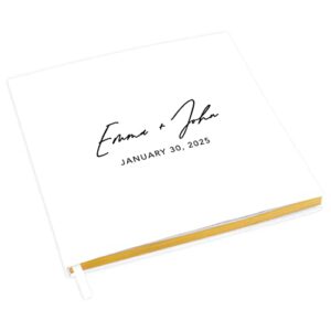 andaz press personalized wedding guestbook with gold accents, minimal custom guestbook, white guest sign-in registry, 120 pages 8.5″ x 8.5″ memories book for diy scrapbook photo album, keepsake