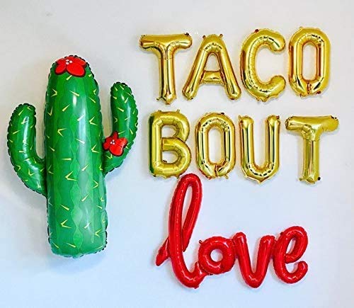 Cindo De Mayo LOVE Fiesta Bridal Shower Party Supplies Cactus Mexican Themed Banner for Anniversary Bachelorette Engagement Wedding Proposal Galentines Valentines Day Decorations 12PCS Kit of Qinsly