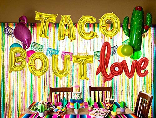 Cindo De Mayo LOVE Fiesta Bridal Shower Party Supplies Cactus Mexican Themed Banner for Anniversary Bachelorette Engagement Wedding Proposal Galentines Valentines Day Decorations 12PCS Kit of Qinsly