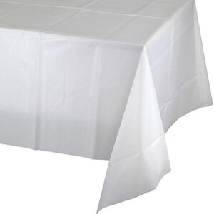 creative converting table cover plain white plastic tablecloth, 54″ x 108″