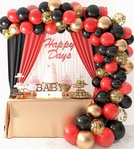 130pcs red and black gold balloons balloon garland kit, red black gold baby bridal shower birthday wedding valentines day party decorations for girl women, globos para decoracion de fiestas