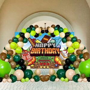 stk arch compatible for minecraft balloon garland birthday party supplies decoracion gamer boys de video game gaming backdrop decor games decorations balloons set lime green and black para cumpleanos