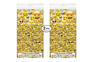 2pk emoji plastic tablecloth, 84 x 54