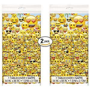 2PK Emoji Plastic Tablecloth, 84 x 54