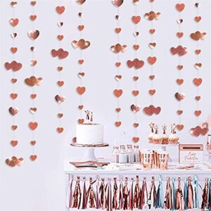 52 Ft Rose Gold Heart Garland Hanging Paper Love Heart Streamer Banner for Anniversary Mothers Day Valentines Day Bachelorette Engagement Wedding Bridal Shower Birthday Party Decorations Supplies