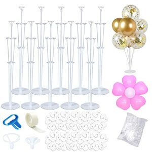 10 sets balloon stand kit, reusable clear balloon stand holder kit for table including glue, tie tool, flower clips, suitable for birthday decorations party wedding graduation decorations