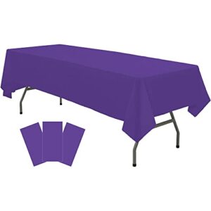 Plastic Purple Tablecloths 3 Pack Violet Disposable Table Covers 54" x 108" Table Cloths PEVA Party Tablecovers for Unicorn Mermaid Gras Parties Birthdays Weddings, Fits 6 to 8 Foot Rectangle Tables