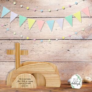 5 Pcs Easter Resurrection Scene Set He is Risen Wooden Tabletop Centerpieces The Tomb Was Empty Scene Decorations Crosses on Top of Rock Signs Christian Easter Decor for Jesus Easter Home Table Décor