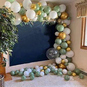 Olive Green Balloon Garland Arch Kit, White Gold Confetti Balloons Green Balloon and Gold Metallic Chrome Latex Balloons Set for Wedding Birthday Party Baby Shower Party Background Decoration