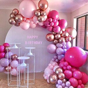 onana hot pink balloon garland arch kit, 150pcs pink rose gold chrome balloons for birthday wedding party balloons decorations, baby shower decorations for girl
