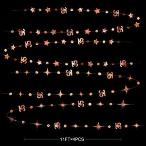 Rose Gold 35th Birthday Decorations Number 35 Circle Dot Twinkle Star Garland Metallic Hanging Streamer Bunting Banner Backdrop for Womens Thirty Five Year Old Birthday 35th Anniversary Party Supplies