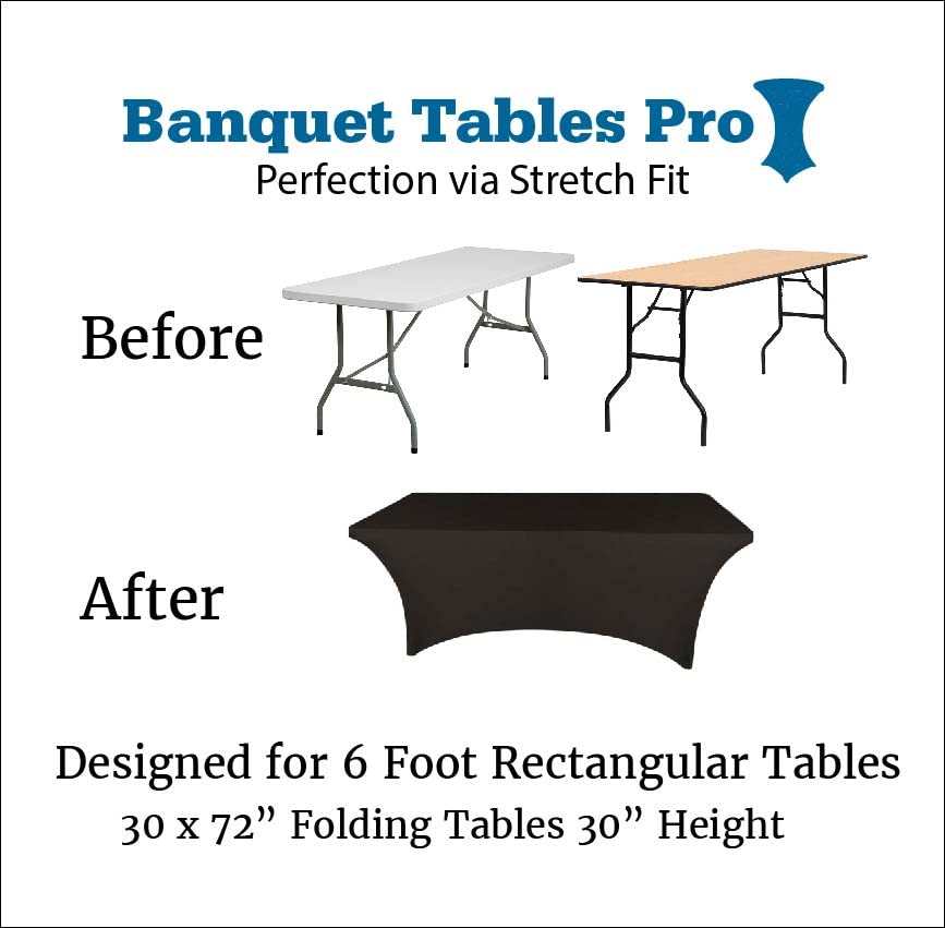 Banquet Tables Pro 6 ft. Rectangular Stretch Spandex Tablecloth (Black, 1)