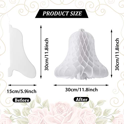 WILLBOND 5 Pieces Big Heavy Paper Bells Hanging Honeycomb Wedding Bells White Bridal Honeycomb Bells Decorating Supplies Suitable for Weddings, Parties, Baby Showers