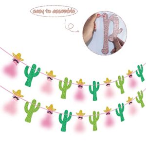 Pink Final Fiesta Banner Garland Cactus Banner for Mexican Fiesta Bachelorette Party Decorations