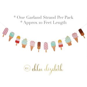 Ice Cream & Popsicle Paper Party Garland, Streamer Decor For All Events - 10 Feet Long Per Garland (1-PACK)