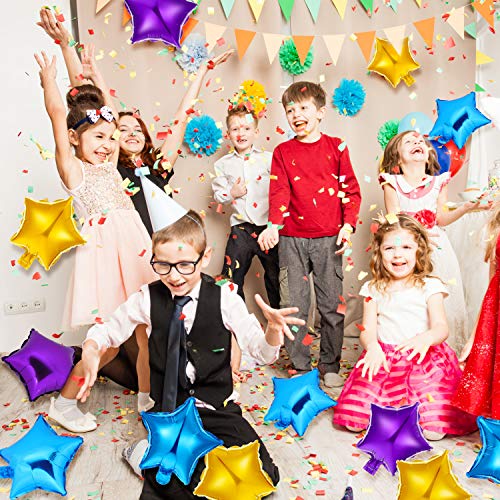 60 Pieces Star-shaped Balloons 10 Inch Colorful Star Balloons Star Mylar Foil Balloons Aluminum Foil Balloons for Baby Shower Gender Reveal Wedding Prom Engagement (Purple, Red, Gold, Silver, Blue)