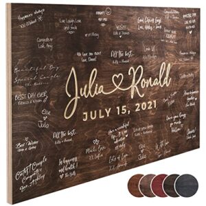 usa custom gifts personalized wedding guest book alternative with couple’s names & date, 5 colors, 4 sizes, rustic wedding decorations, includes signing marker, d1