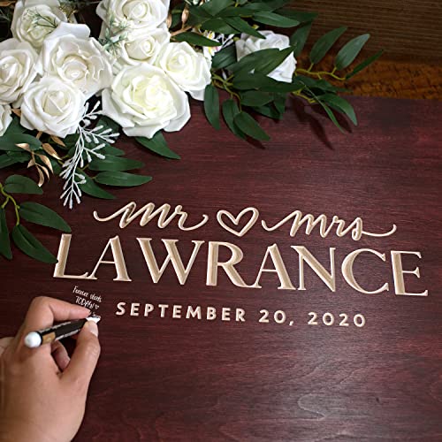 USA Custom Gifts Personalized Wedding Guest Book Alternative with Couple's Names & Date, 5 Colors, 4 Sizes, Rustic Wedding Decorations, Includes Signing Marker, D1