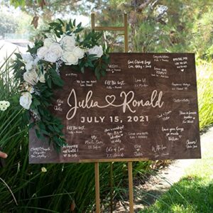 USA Custom Gifts Personalized Wedding Guest Book Alternative with Couple's Names & Date, 5 Colors, 4 Sizes, Rustic Wedding Decorations, Includes Signing Marker, D1
