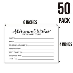 Advice and Wishes Cards for The Happy Couple, Mr and Mrs, Bride & Groom, Newlyweds, Wedding Advice Cards Perfect for Bridal Shower, Wedding, Wedding Guest Book Alternative, Pack of 50 4x6 Inch