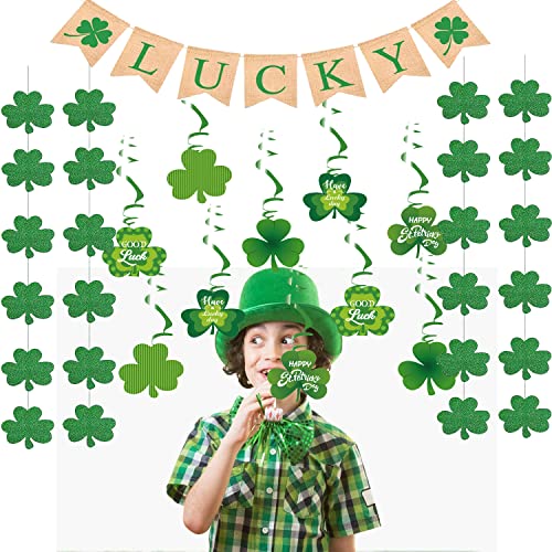 DmHirmg St Patricks Day Decorations,St Patricks Day Garland,St Patricks Day Hanging Decorations Lucky Irish Green St Patrick Party Home Party St Patricks Day Banner Big Pack