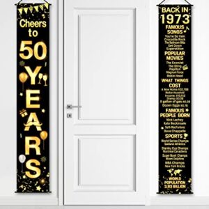 50th Birthday Anniversary Party Decorations Cheers to 50 Years Banner Party Decorations Welcome Porch Sign for Years Birthday Supplies (50th-1973)