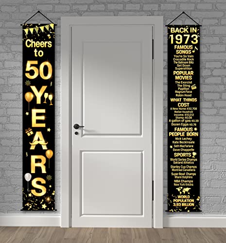 50th Birthday Anniversary Party Decorations Cheers to 50 Years Banner Party Decorations Welcome Porch Sign for Years Birthday Supplies (50th-1973)