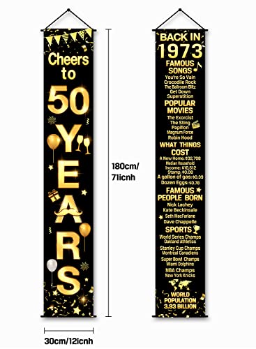 50th Birthday Anniversary Party Decorations Cheers to 50 Years Banner Party Decorations Welcome Porch Sign for Years Birthday Supplies (50th-1973)